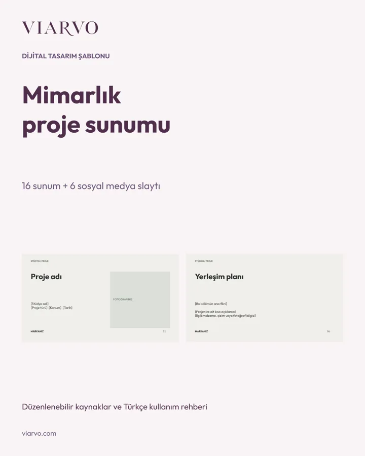 Mimarlık Proje Sunum Paketi — düzenlenebilir şablon önizlemesi