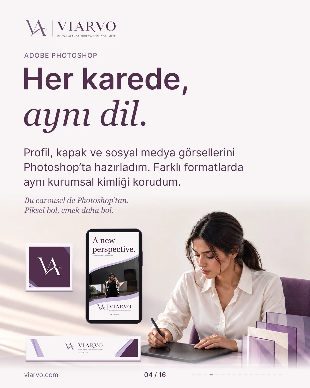 Her karede, aynı dil. Profil, kapak ve sosyal medya görsellerinde korunan ortak tasarım dili.