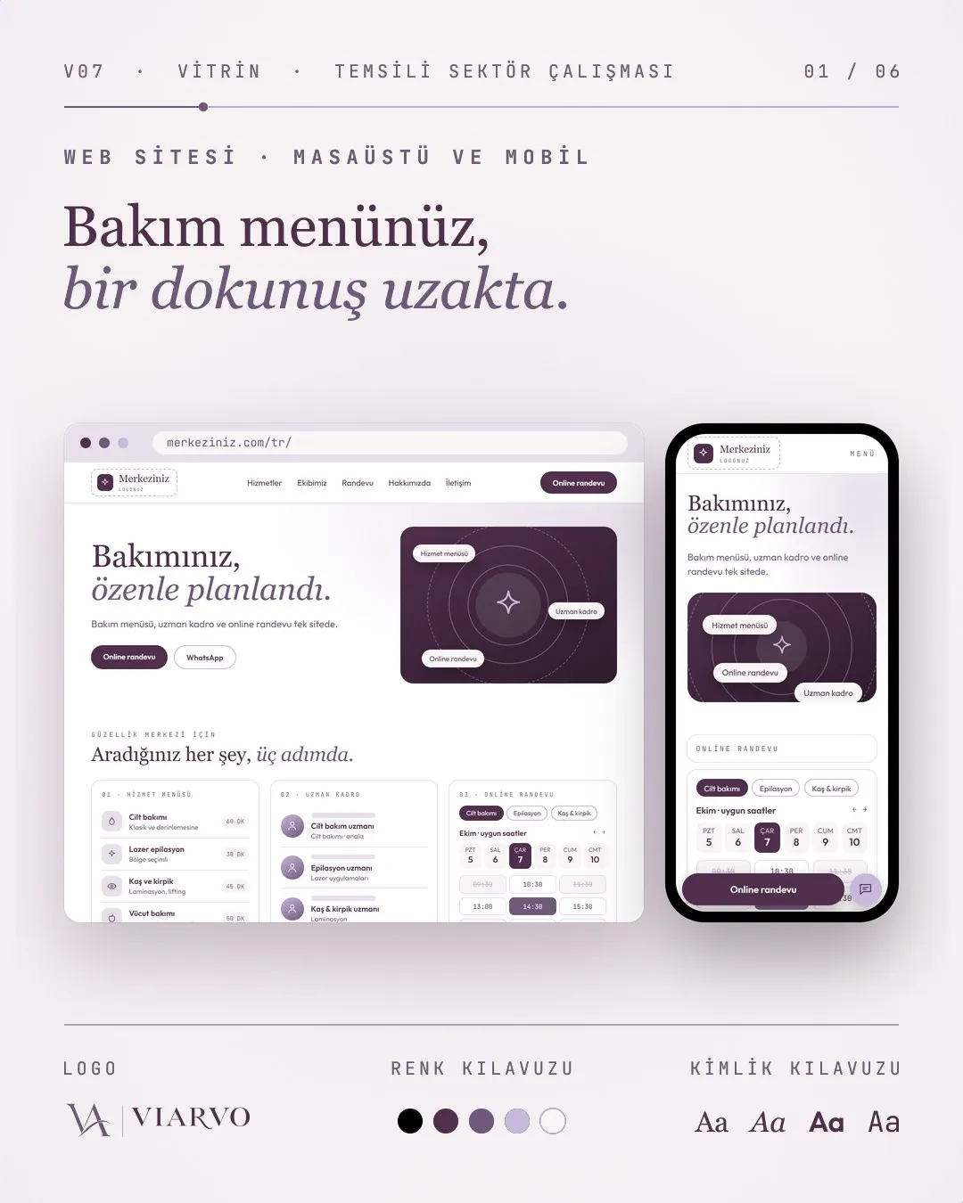 Representative website design for Beauty and care